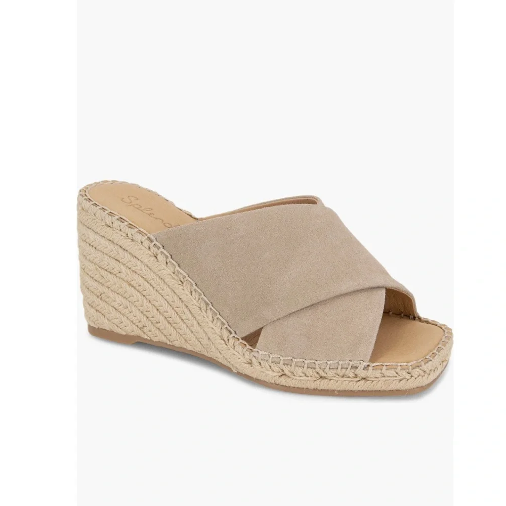 Splendid Britt Espadrilles Platform Wedge Slide Sandals Linen Color Women’s 10